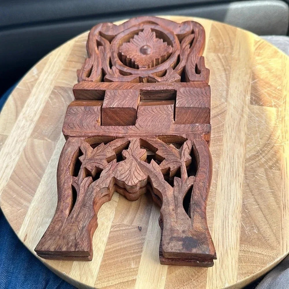 Hand Carved Wooden Folding Book
Rest Stand Holder with Intricate Carvings - Picture 6 of 7
